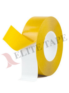 Elite 575 is a double coated PVC film tape with an aggressive solvent based acrylic adhesive system. This tape offers an immediate permanent bond to most substrates like metal, wood, glass, cement and plastics. Excellent shear strength and quick tack for splicing heavy duty papers and liner board. Elite Tape 575 Double Coated Film Tape is an alternative to: Tesa 4970, ATP DC-4420, Scapa S301, V Himark Y2560, Bron BT-3869, PRO 970